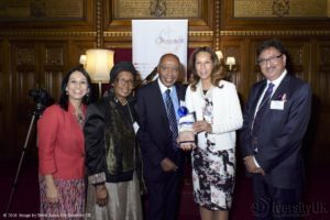 Paul Stephenson receives a Lifetime Achievement Award from Helen Grant MP.