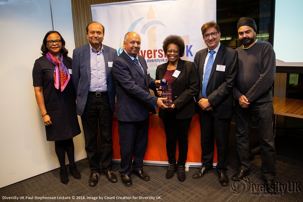 Diversity UK Chairman's Award winner Elaine Sihera with the Ethnic Minority Foundation board