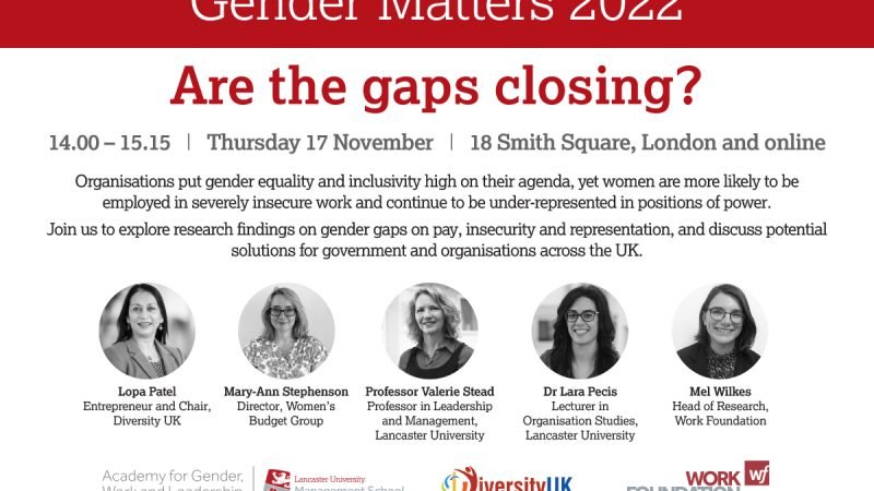 Gender Matters 2022: Are the gaps closing? event, 17 November 2022